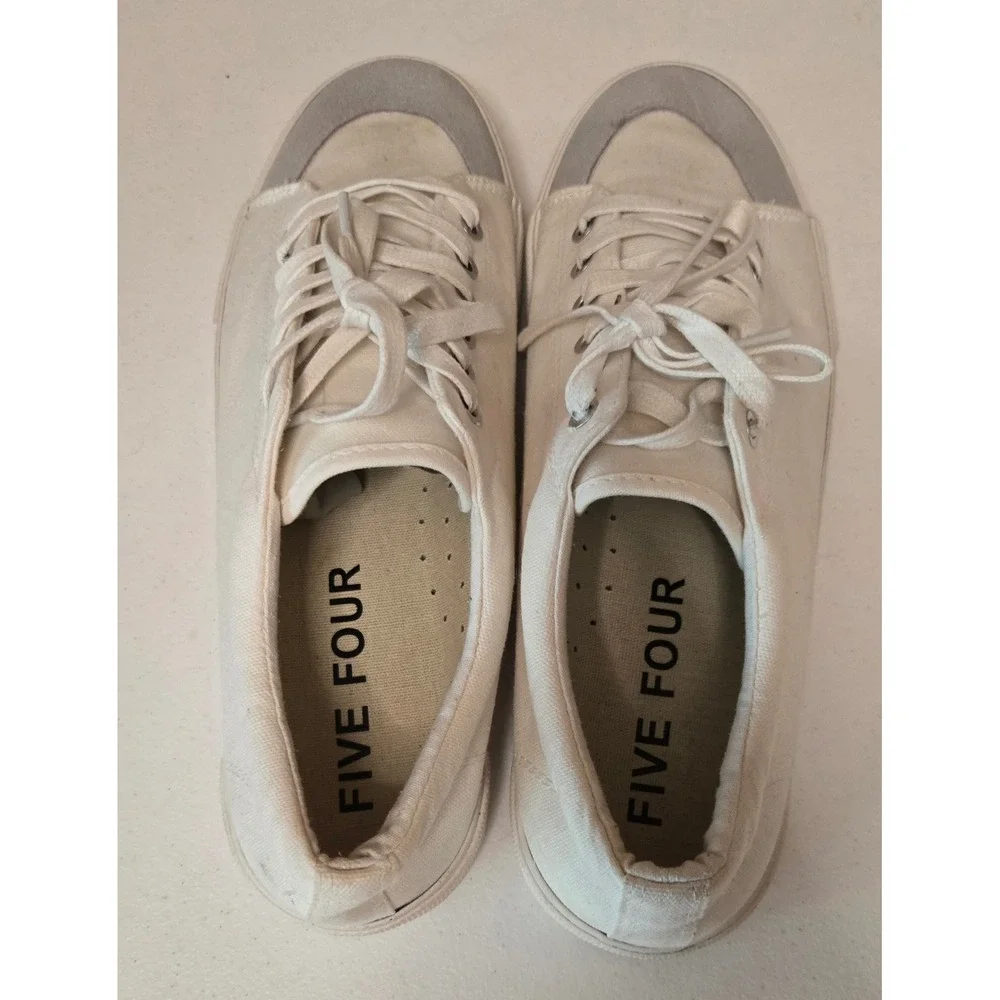 FIVE FOUR Mens White Canvas Low Top‎ Sneakers Shoes Size 11.5